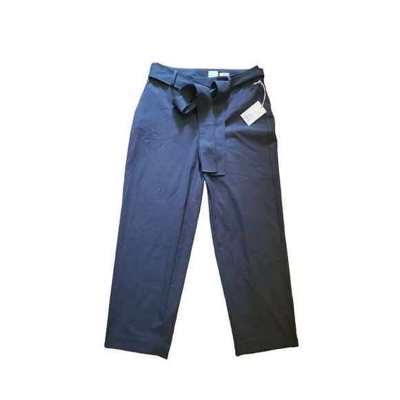 NWT A New Day Belted Dress Pants Women's 2 Black Tapered Ankle Comfort - Picture 1 of 4